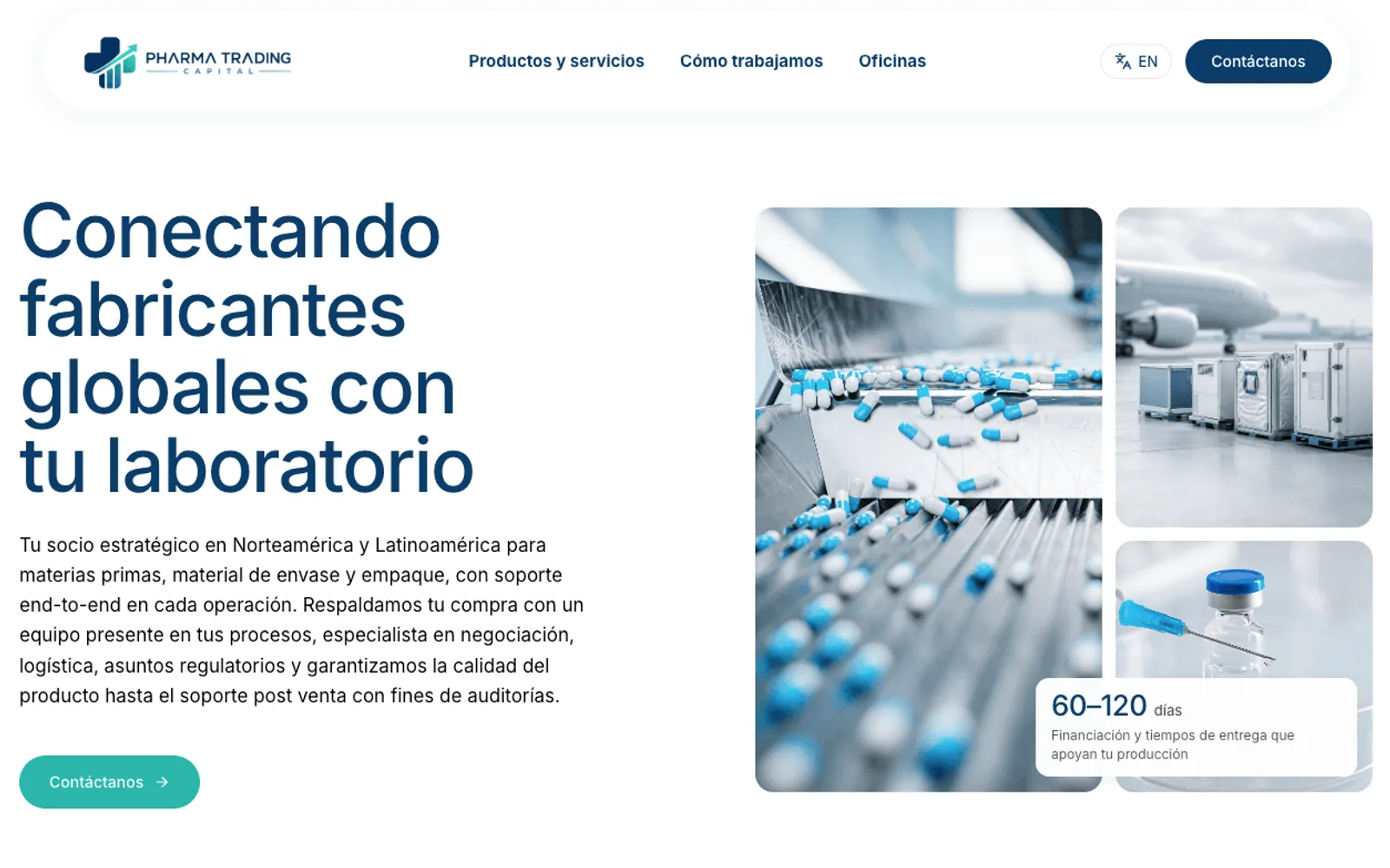 Captura del sitio de Pharma Trading Capital